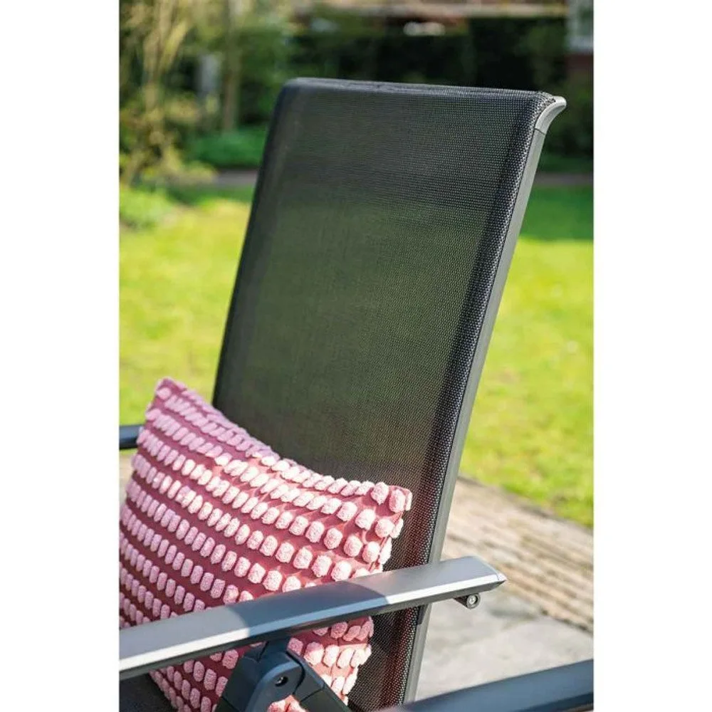 Santana tuinset 5-delig verstelbaar donker grijs met Adana tuintafel 180x100 cm