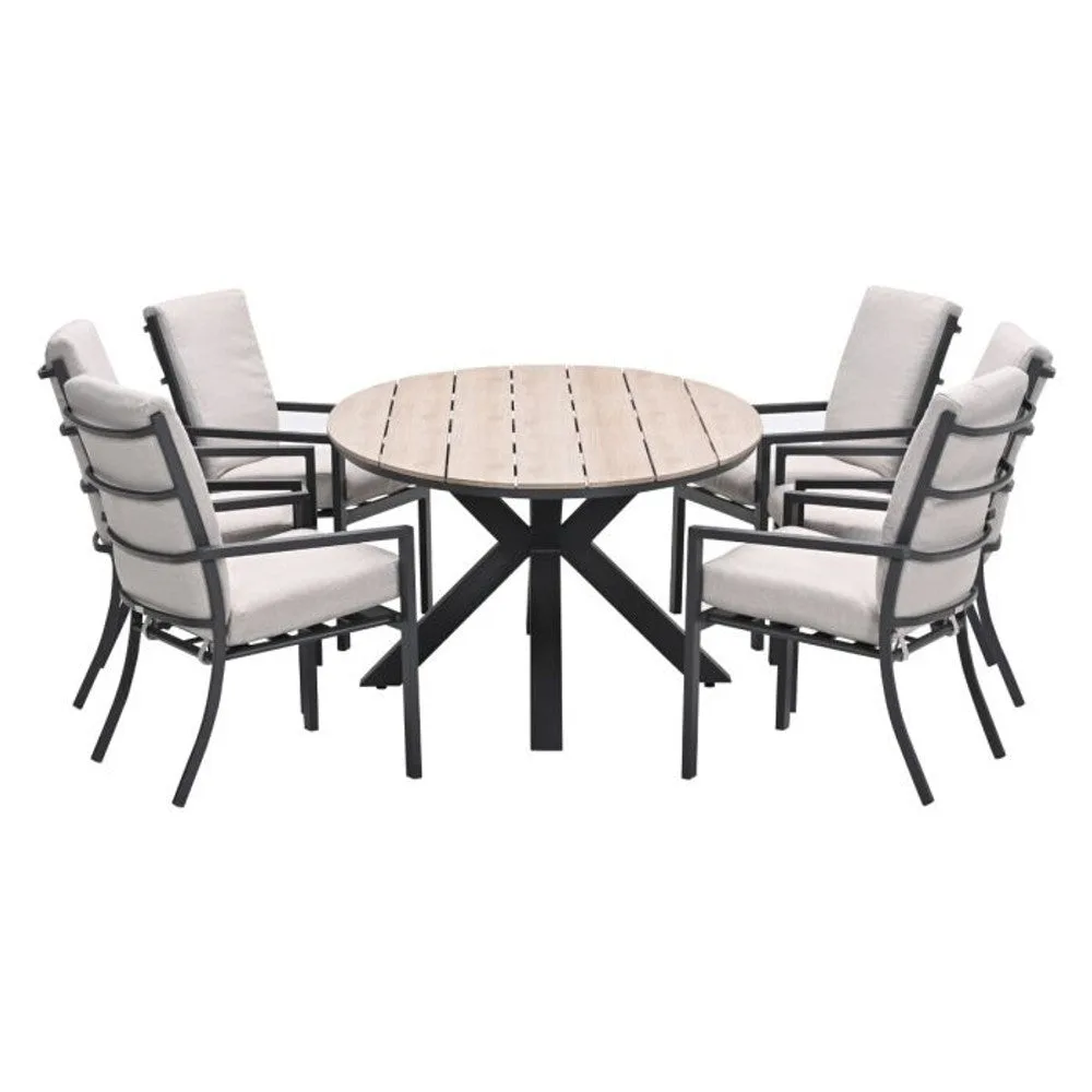 Sergio tuinset 7-delig desert sand met Sergio tuinstoelen en Edison tuintafel ovaal 220x115 cm