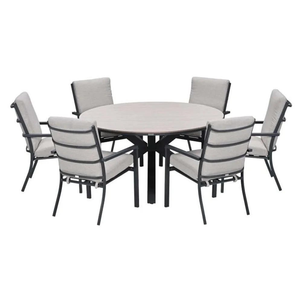 Sergio tuinset 7-delig sandstone met Edison tuintafel rond 148 cm