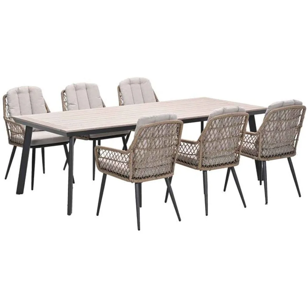 Allasio tuinset 7-delig carbon black met Vigo tuintafel 230x100 cm - Garden Impressions