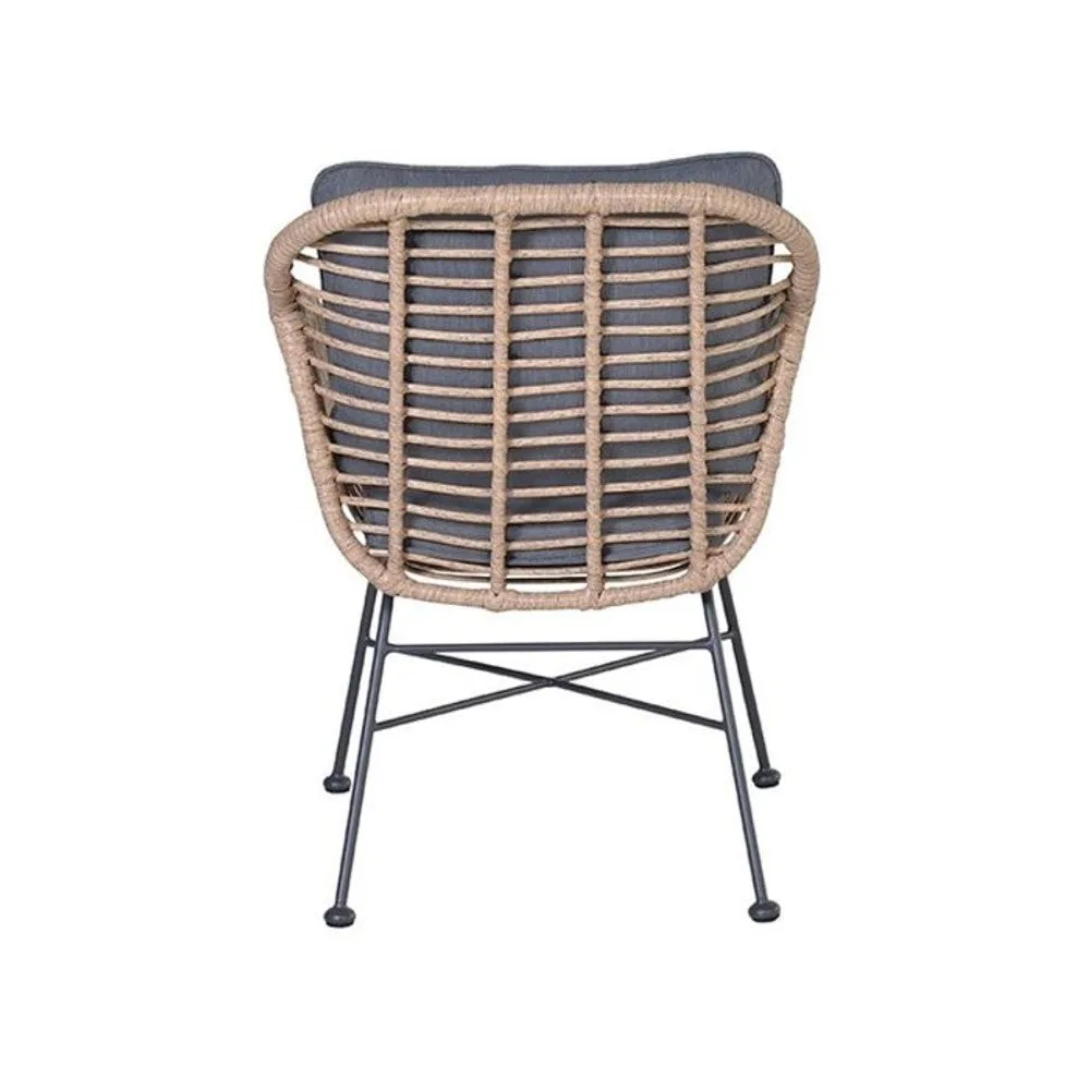 Margriet tuinset 6-delig bruin met Edison tuintafel rond 148 cm light teak vironwood