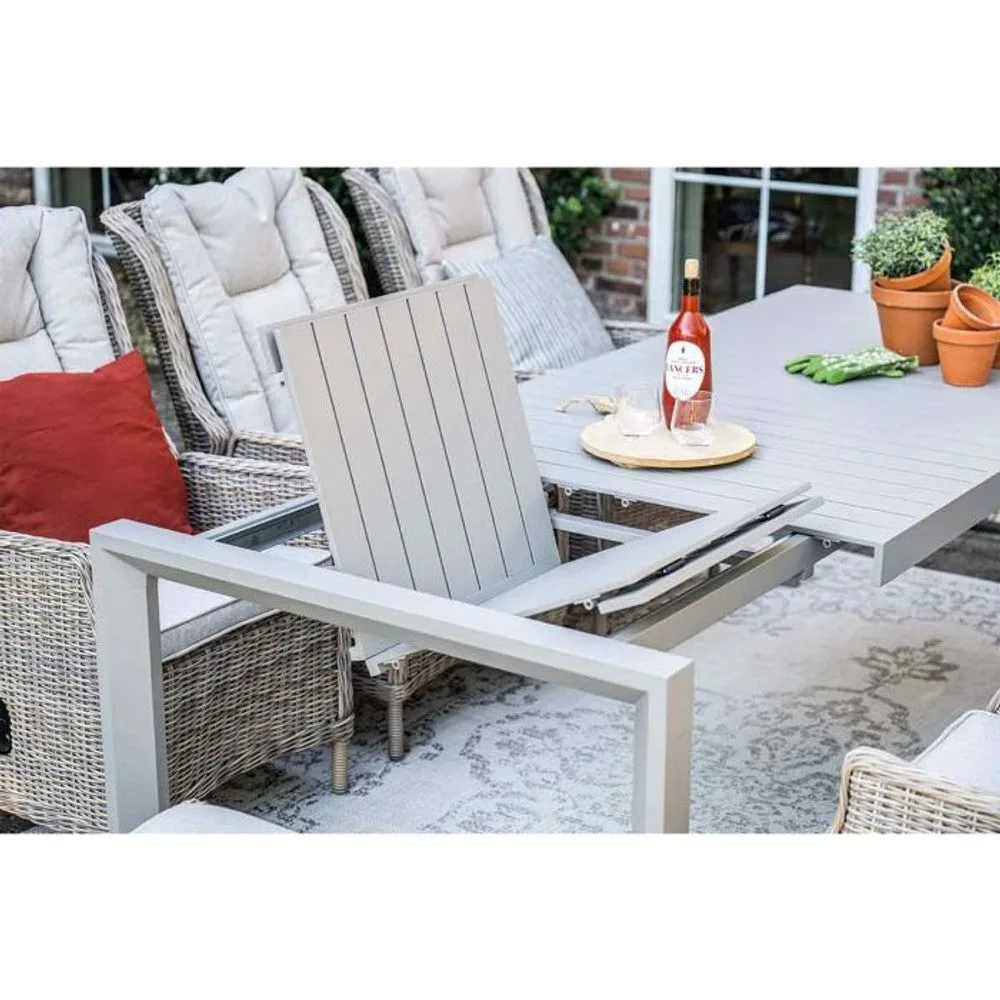 Osborne tuinset 7-delig vintage willow met Latina uitschuifbare tuintafel 180/230x100 cm taupe