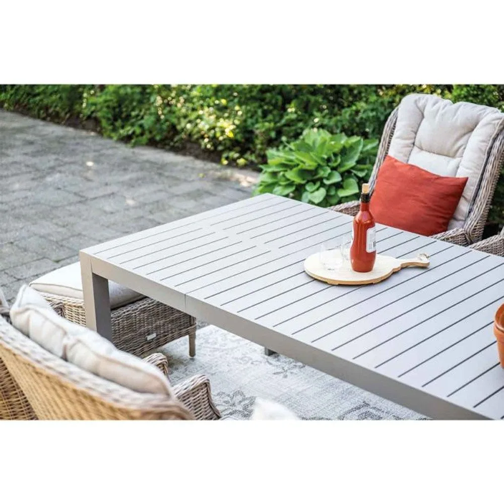 Osborne tuinset 7-delig vintage willow met Latina uitschuifbare tuintafel 180/230x100 cm taupe