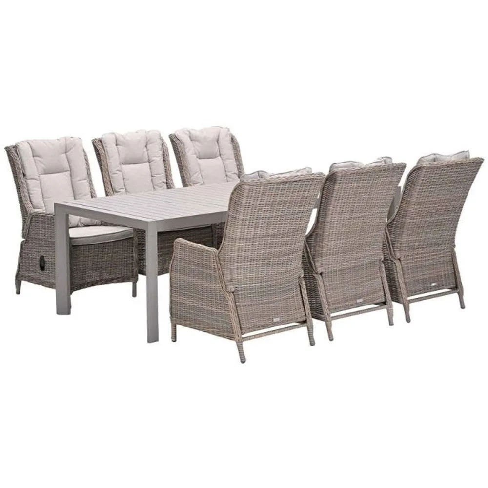 Osborne tuinset 7-delig vintage willow met Latina uitschuifbare tuintafel 180/230x100 cm taupe