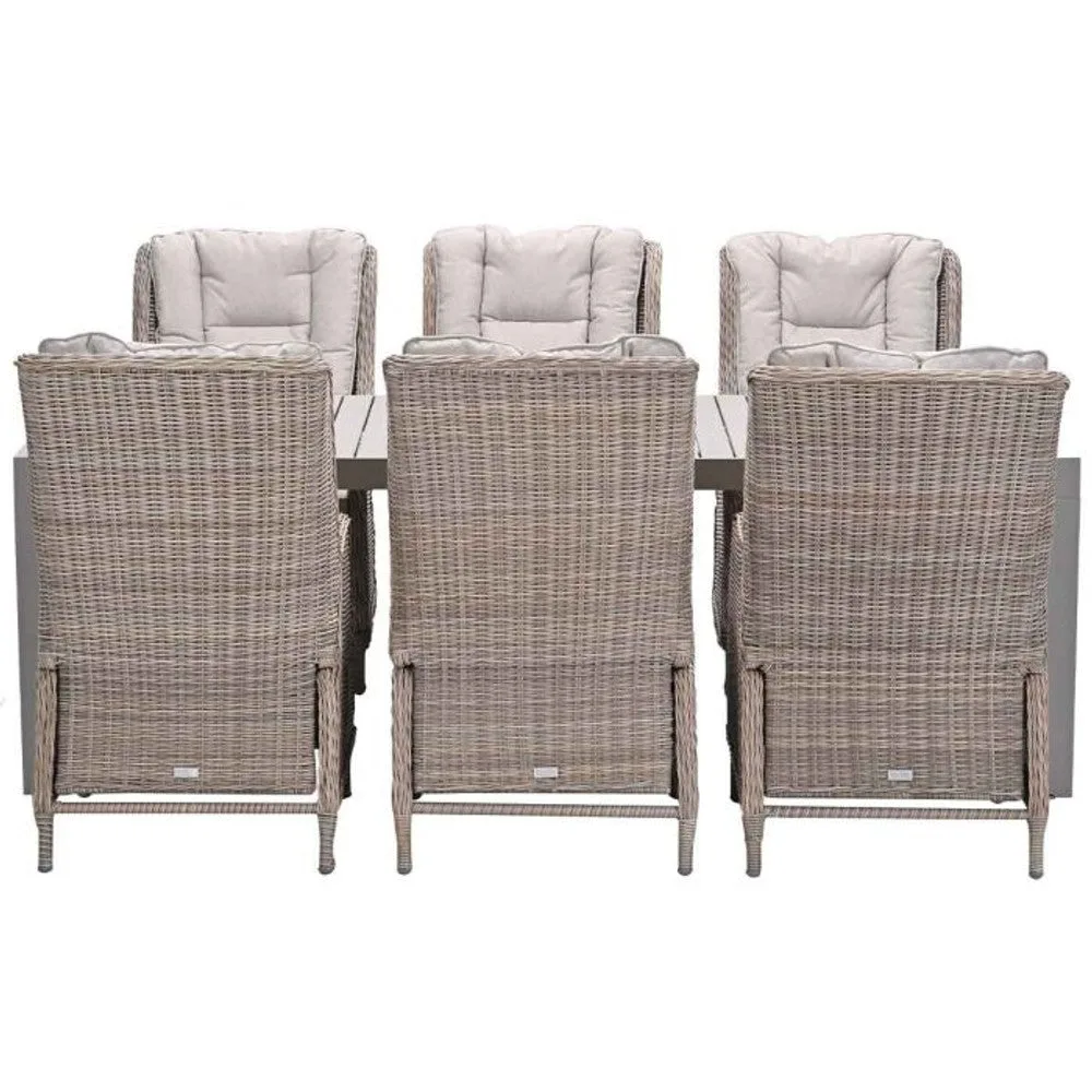 Osborne tuinset 7-delig vintage willow met Latina uitschuifbare tuintafel 180/230x100 cm taupe
