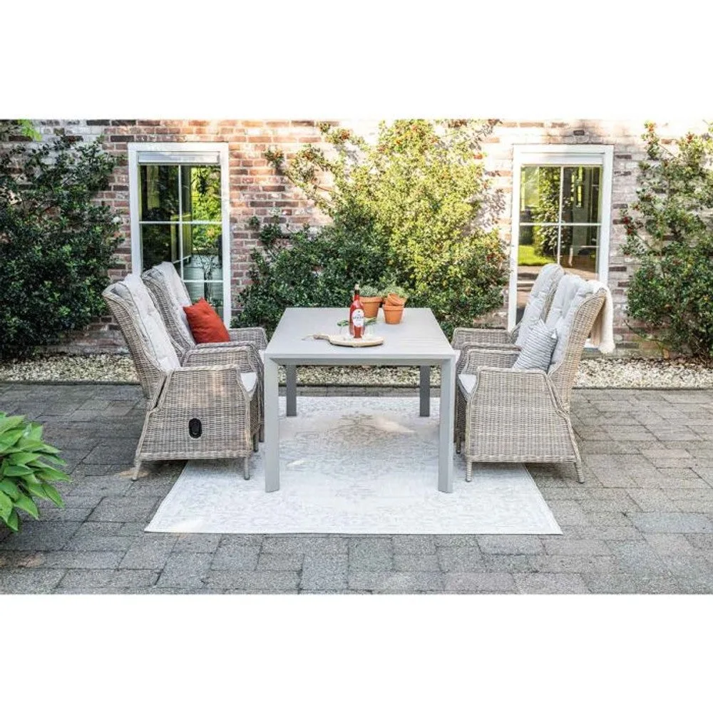 Osborne tuinset 7-delig vintage willow met Latina uitschuifbare tuintafel 180/230x100 cm taupe