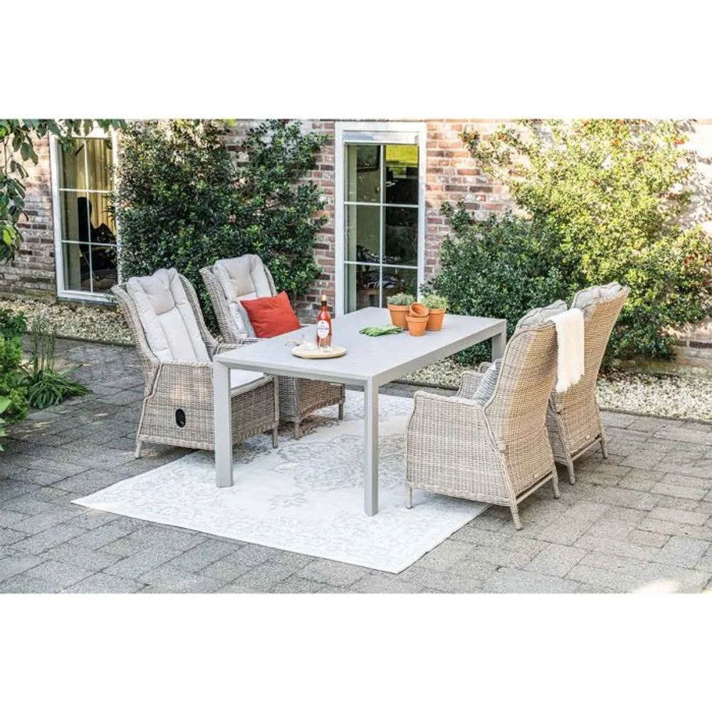 Osborne tuinset 7-delig vintage willow met Latina uitschuifbare tuintafel 180/230x100 cm taupe
