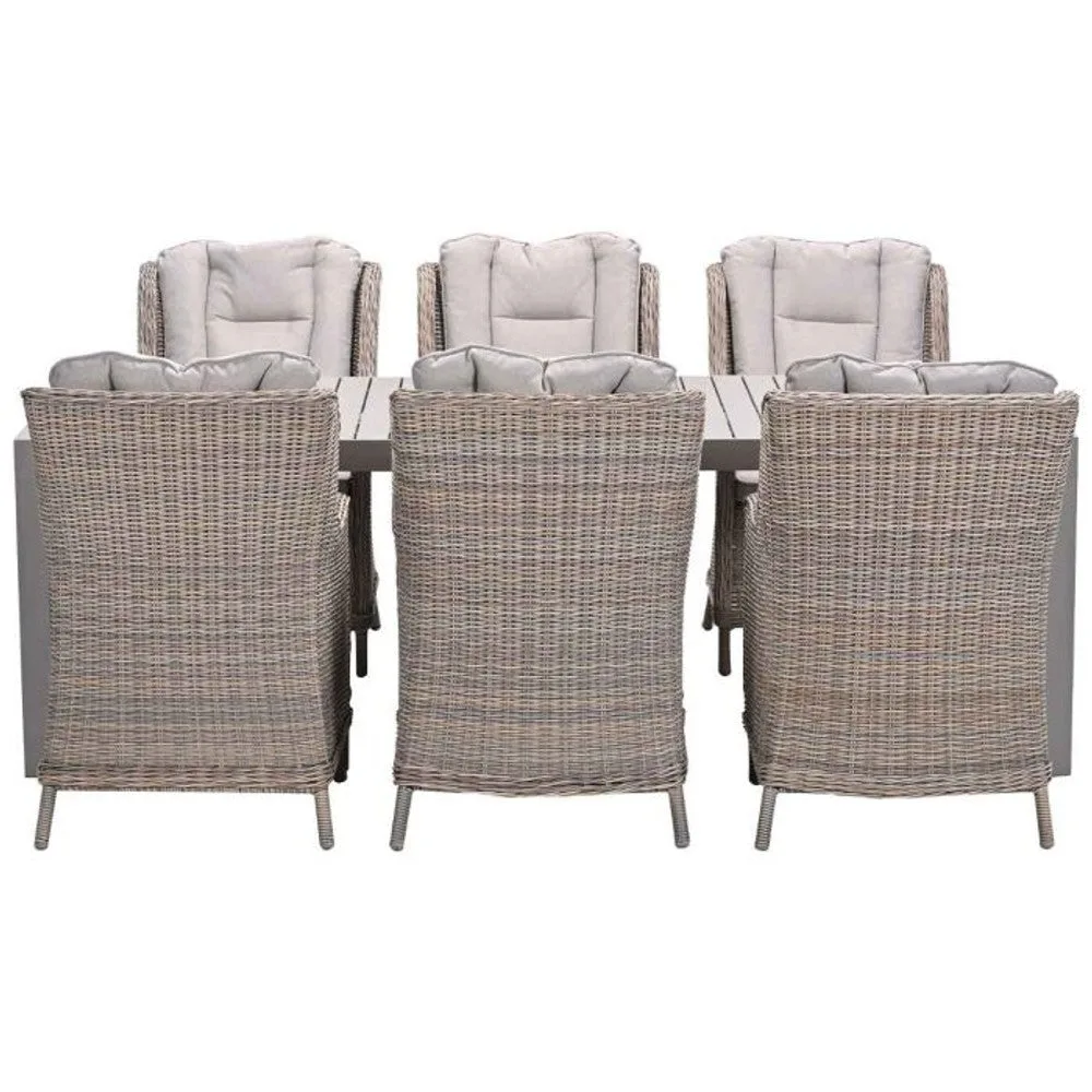 Osborne tuinset 7-delig vintage willow met Latina uitschuifbare tuintafel 180/230x100 cm taupe