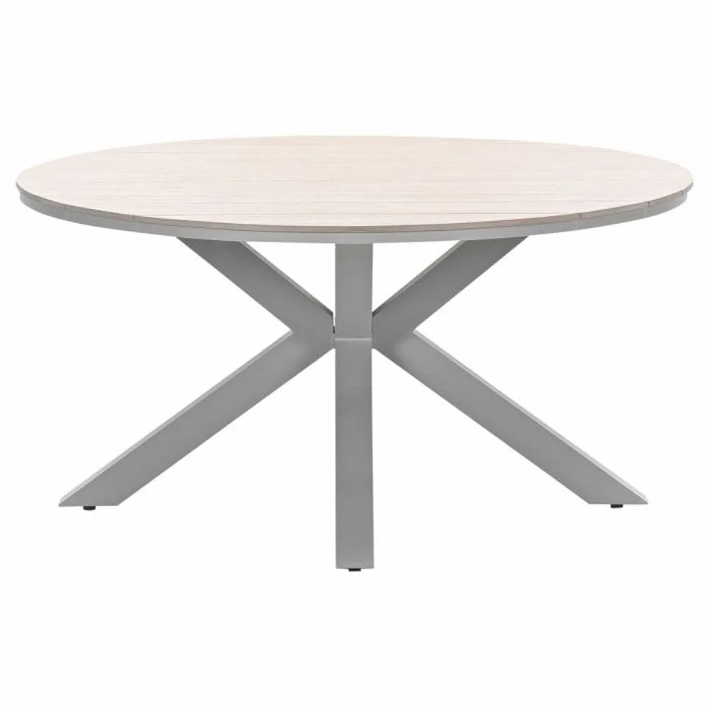 Osborne verstelbare tuinset 6-delig vintage willow met Edison tuintafel rond 148 cm light teak vironwood