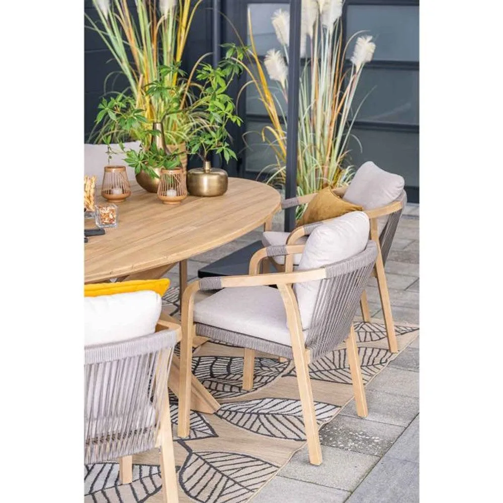 Santos dining tuinset 7-delig Acacia White Wash met Tamako tafel ovaal 220x115 cm