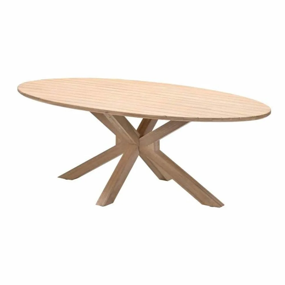 Santos dining tuinset 7-delig Acacia White Wash met Tamako tafel ovaal 220x115 cm