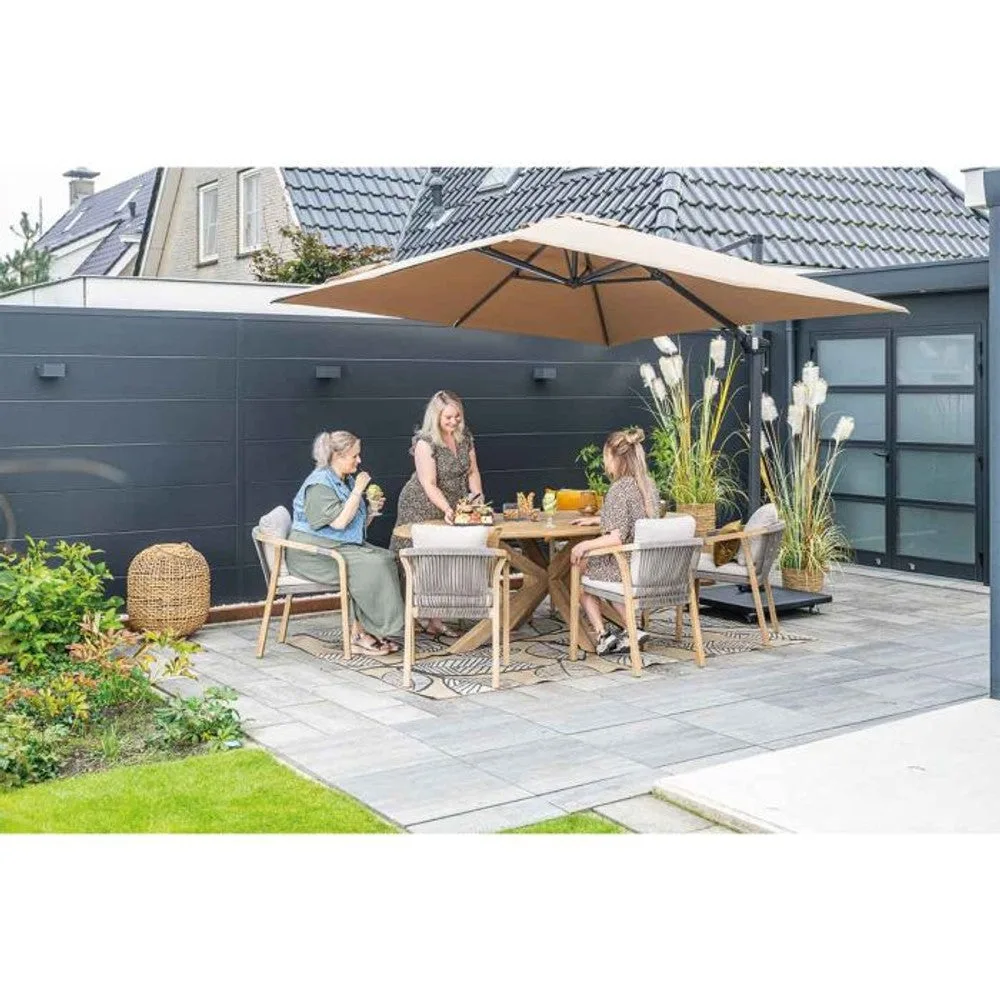 Santos dining tuinset 7-delig Acacia White Wash met Tamako tafel ovaal 220x115 cm
