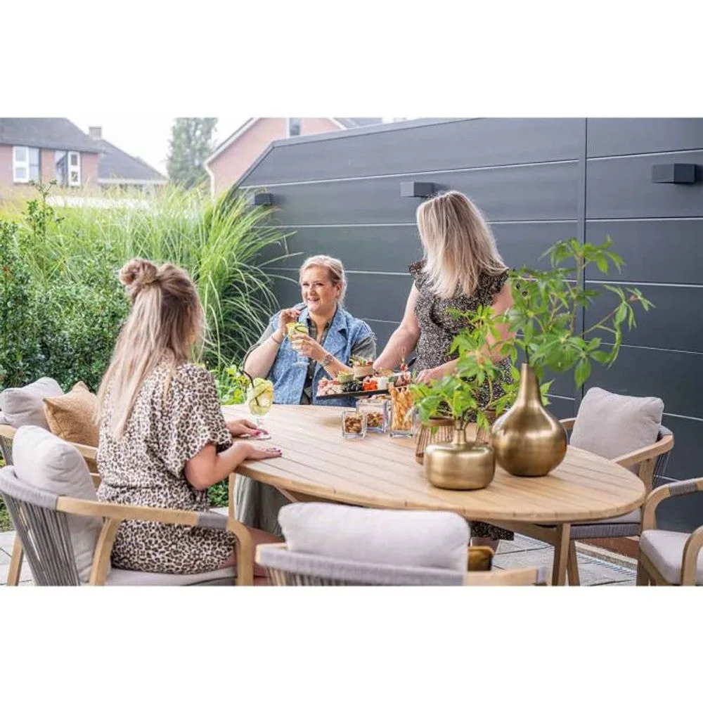 Santos dining tuinset 7-delig Acacia White Wash met Tamako tafel ovaal 220x115 cm