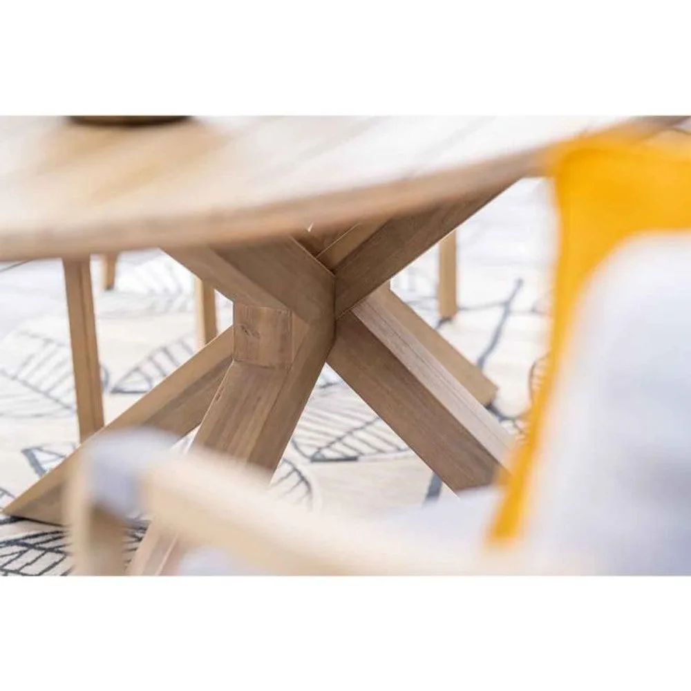 Santos dining tuinset 7-delig Acacia White Wash met Tamako tafel ovaal 220x115 cm