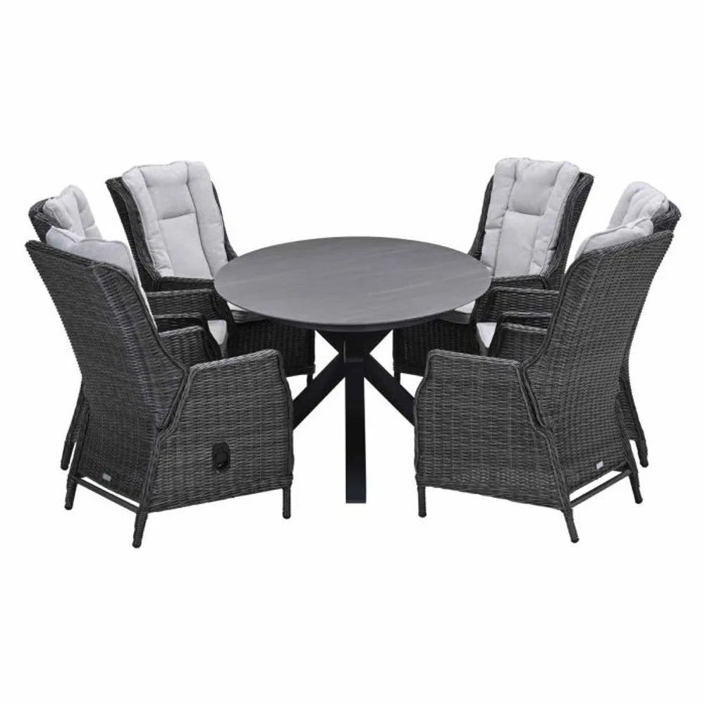 Osborne verstelbare tuinset 7-delig Earl Grey met Scotland tafel Napoli Grey 230x115 cm