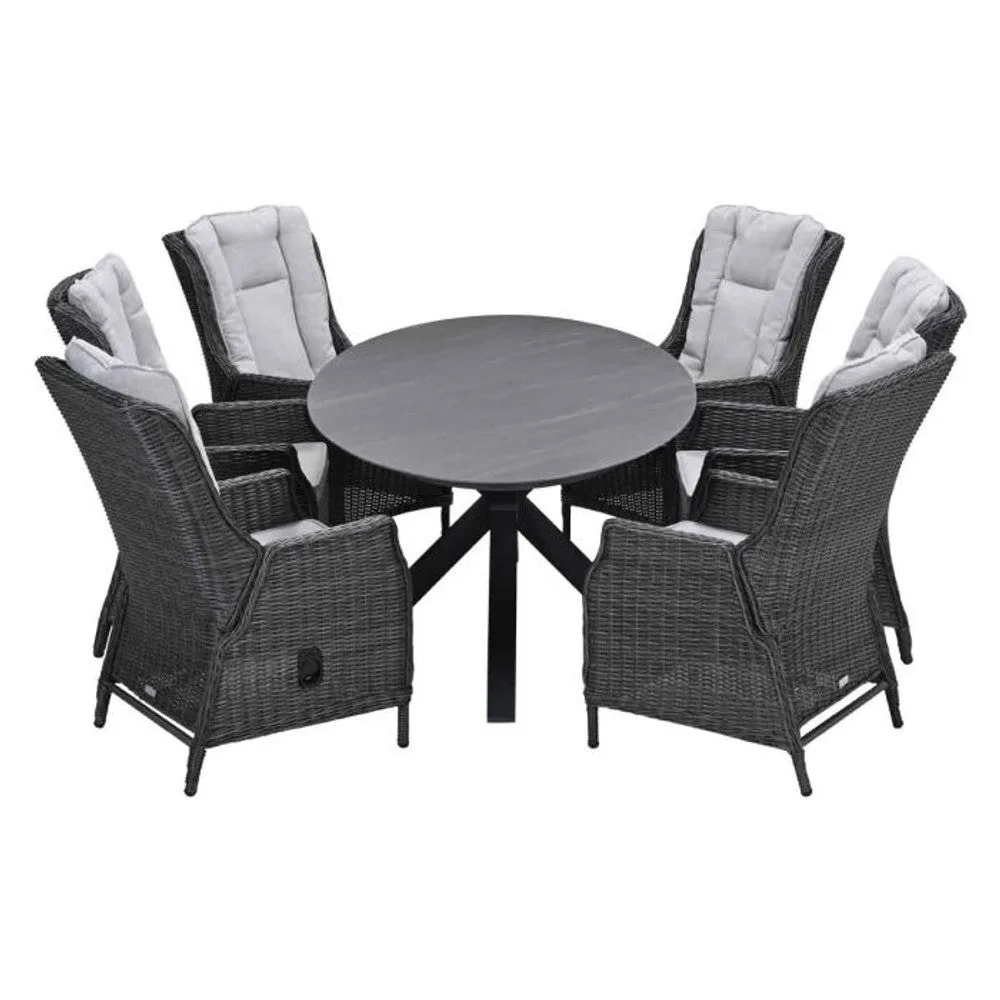 Osborne verstelbare tuinset 7-delig Earl Grey met Scotland tafel Napoli Grey 230x115 cm