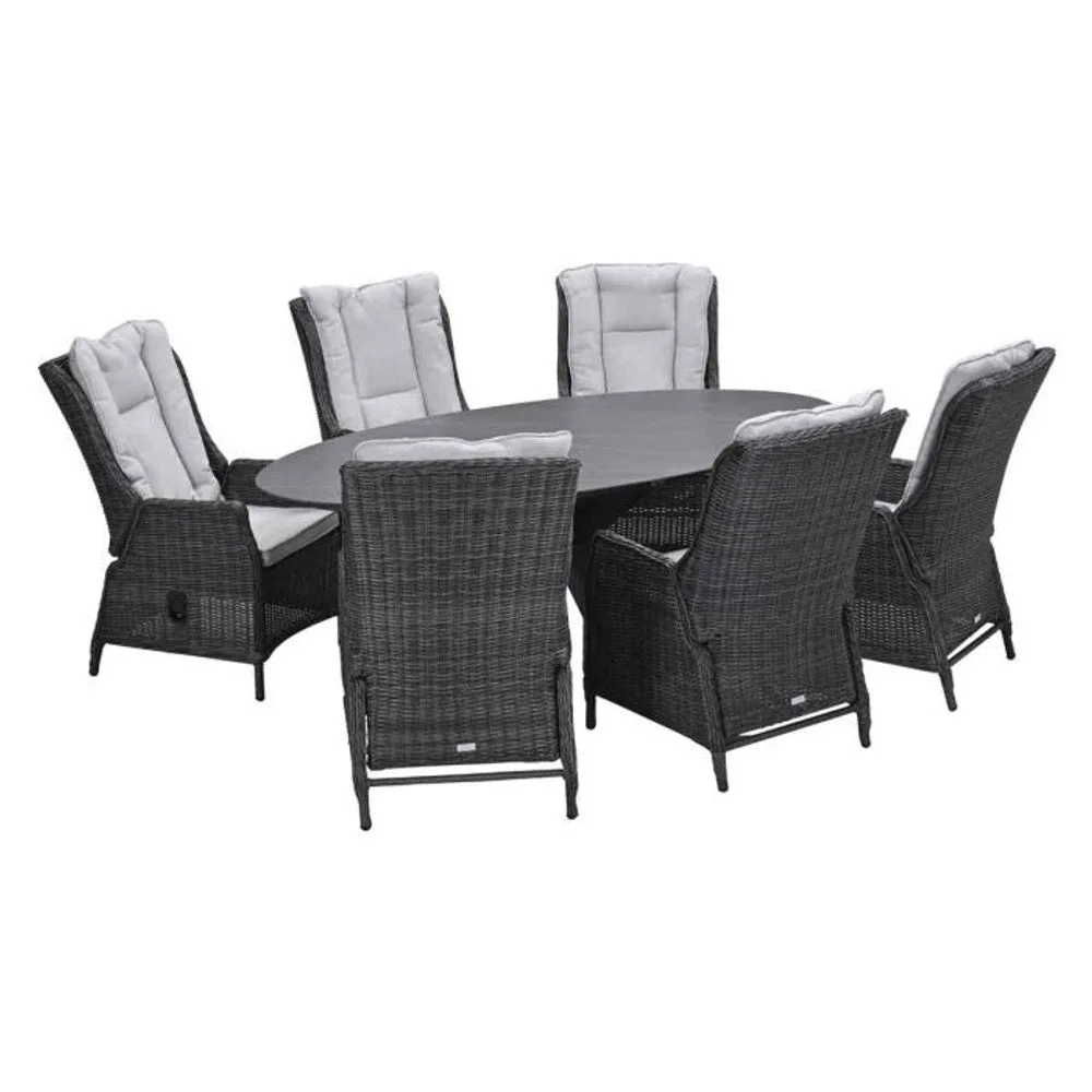 Osborne verstelbare tuinset 7-delig Earl Grey met Scotland tafel Napoli Grey 230x115 cm