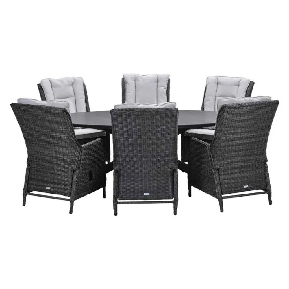 Osborne verstelbare tuinset 7-delig Earl Grey met Scotland tafel Napoli Grey 230x115 cm