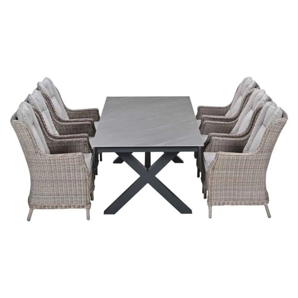 Osborne tuinset 7-delig Havanna Sand - Sintra dining tafel 240x100 Napoli Sand