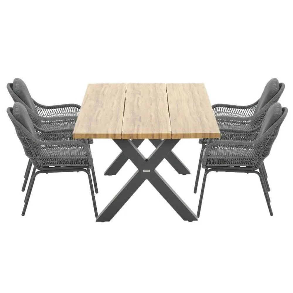 Triton tuinset 5-delig Carbon Black - Zeus dining tafel 180x100 cm