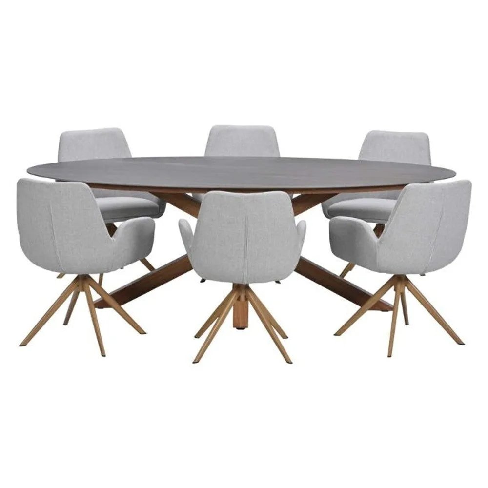 Acate tuinset 7-delig draaibaar Light Teak Look - Scotland dining tafel 230x115 Napoli Sand