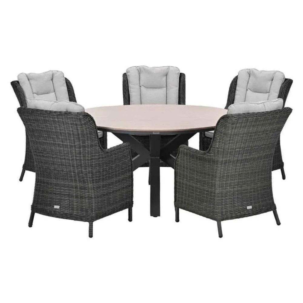 Osborne tuinset 6-delig Earl Grey - Edison ronde dining tafel 148 cm