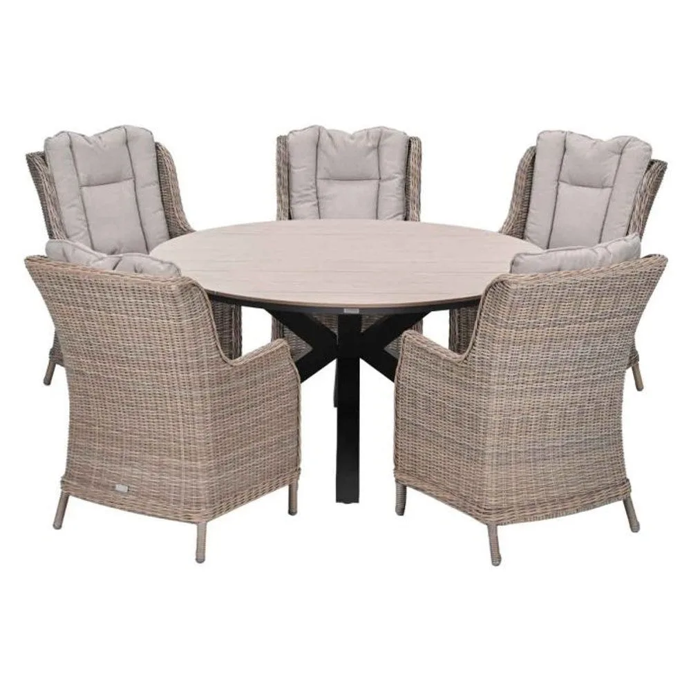 Osborne tuinset 6-delig Vintage Willow - Edison ronde dining tafel 148 cm