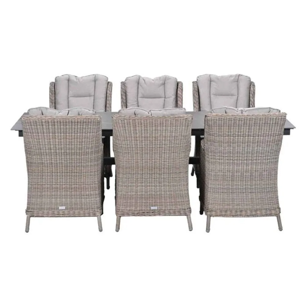Osborne tuinset 7-delig Vintage Willow - Centostone Napoli Sand tuintafel 240x100 cm