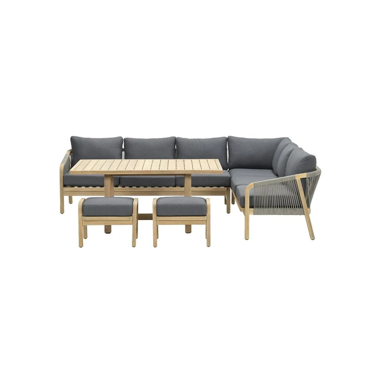 Garden Impressions Santos lounge diningset - 5-delig - rechts acacia white wash - rope dark grey - mystic grey 11