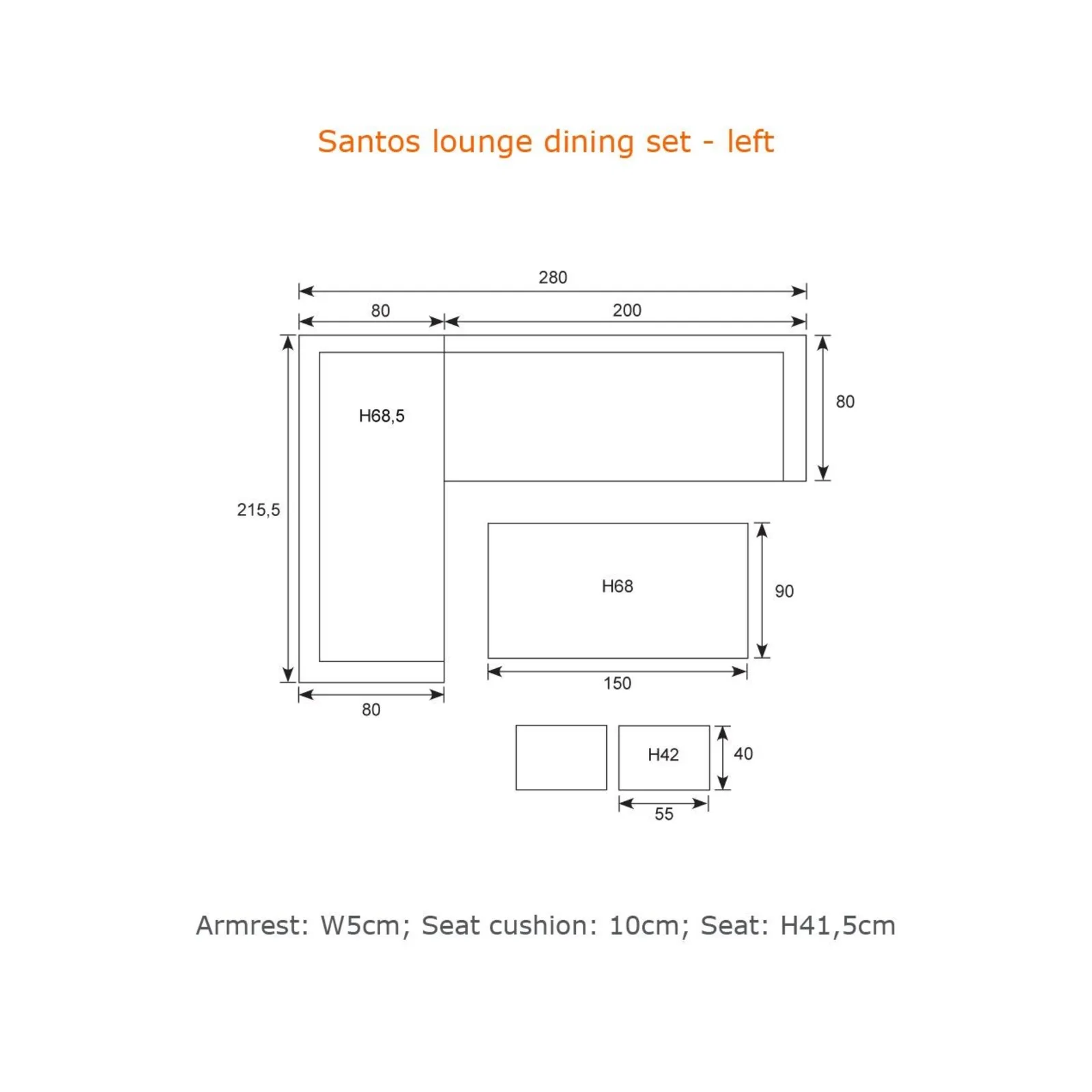 Garden Impressions Santos lounge diningset - 5-delig - links acacia white wash - rope dark grey - mystic grey 3