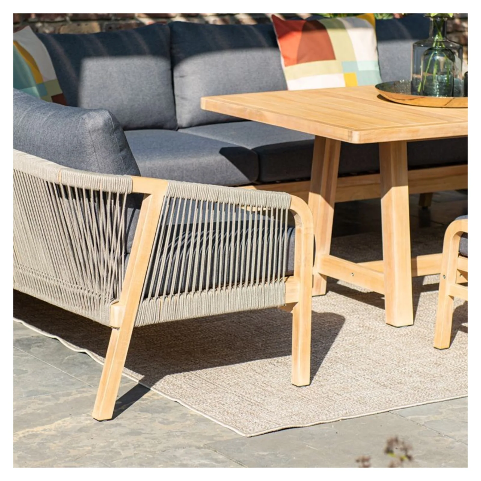 Garden Impressions Santos lounge diningset - 5-delig - rechts acacia white wash - rope dark grey - mystic grey 4
