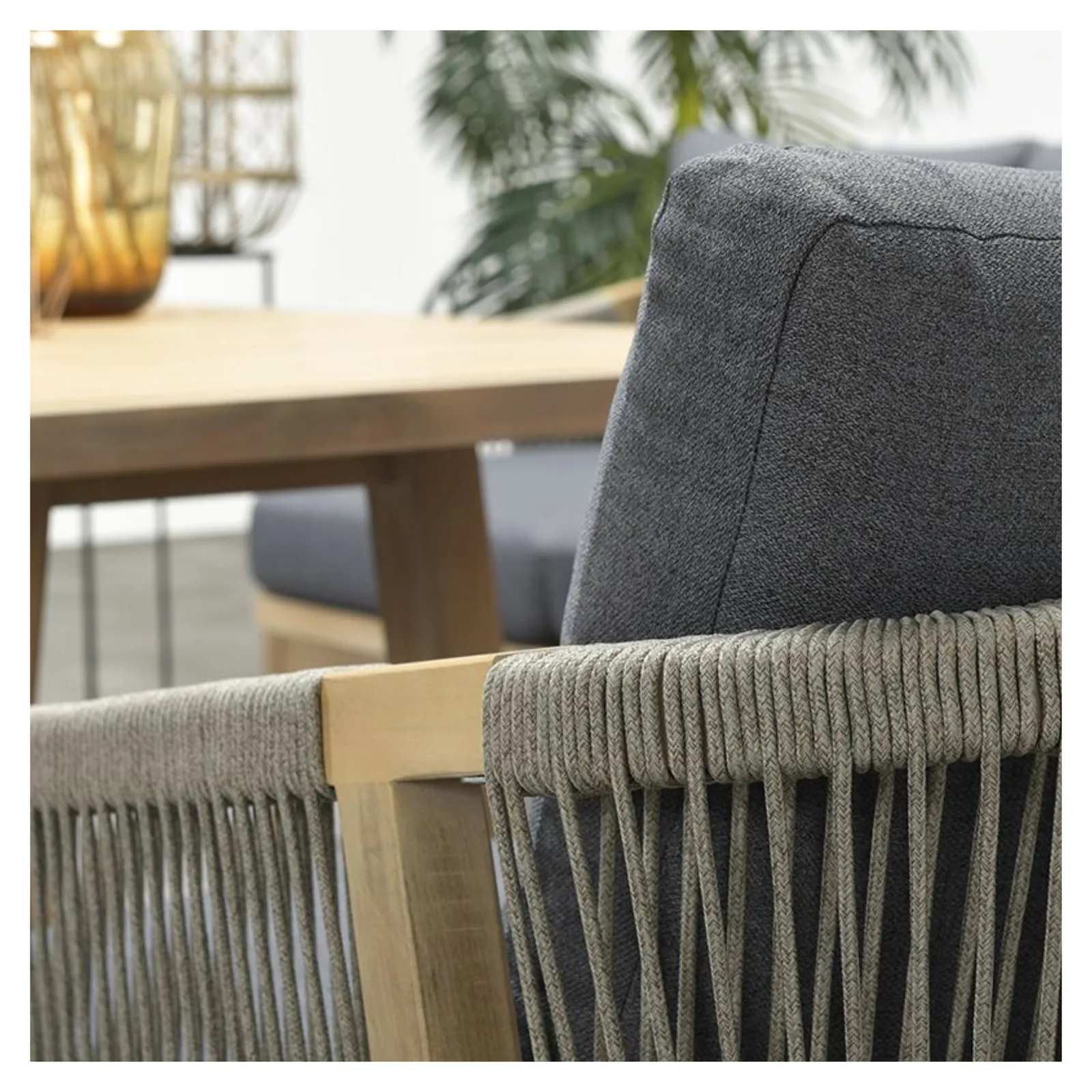 Garden Impressions Santos lounge diningset - 5-delig - rechts acacia white wash - rope dark grey - mystic grey 10