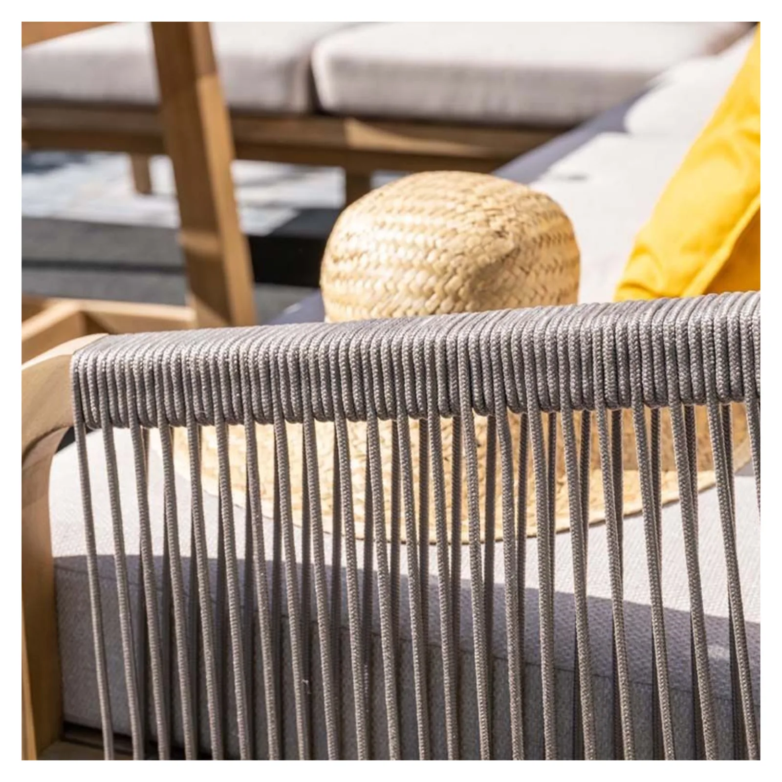 Garden Impressions Santos lounge diningset - 5-delig - rechts acacia white wash - rope taupe - grey sand 7