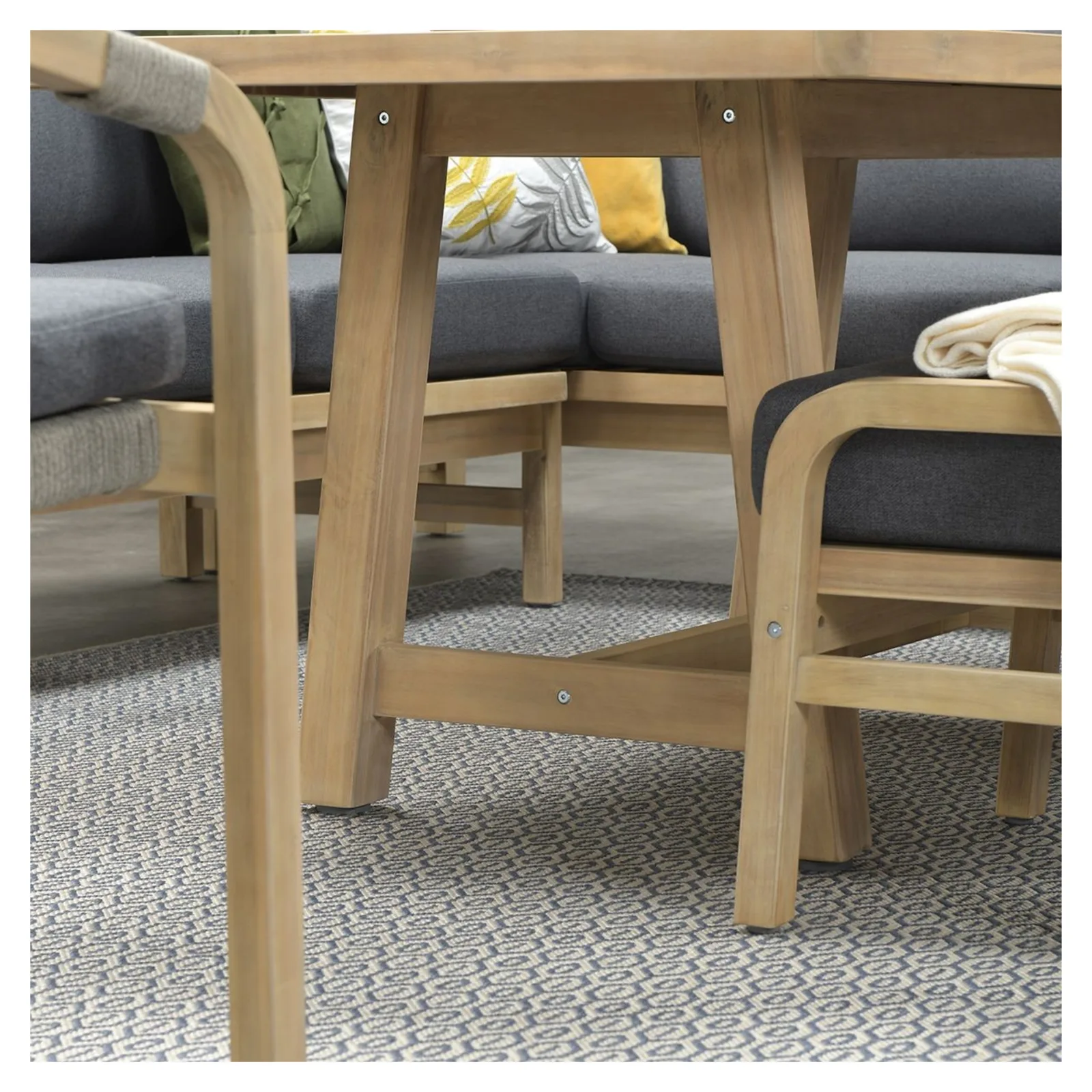 Garden Impressions Santos lounge diningset - 5-delig - rechts acacia white wash - rope dark grey - mystic grey 9