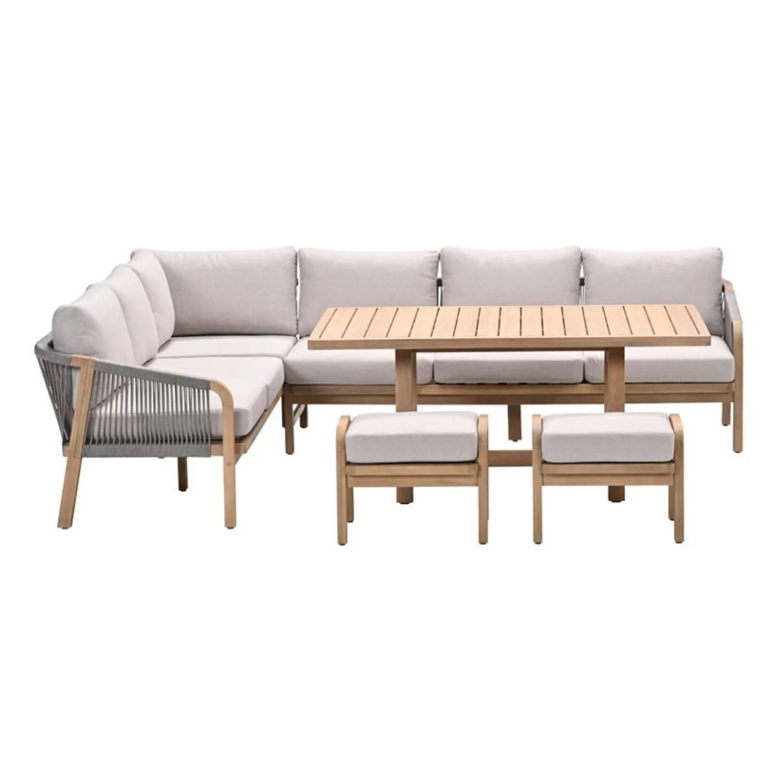 Garden Impressions Santos lounge diningset - 5-delig - LINKS acacia white wash - rope taupe - grey sand 4