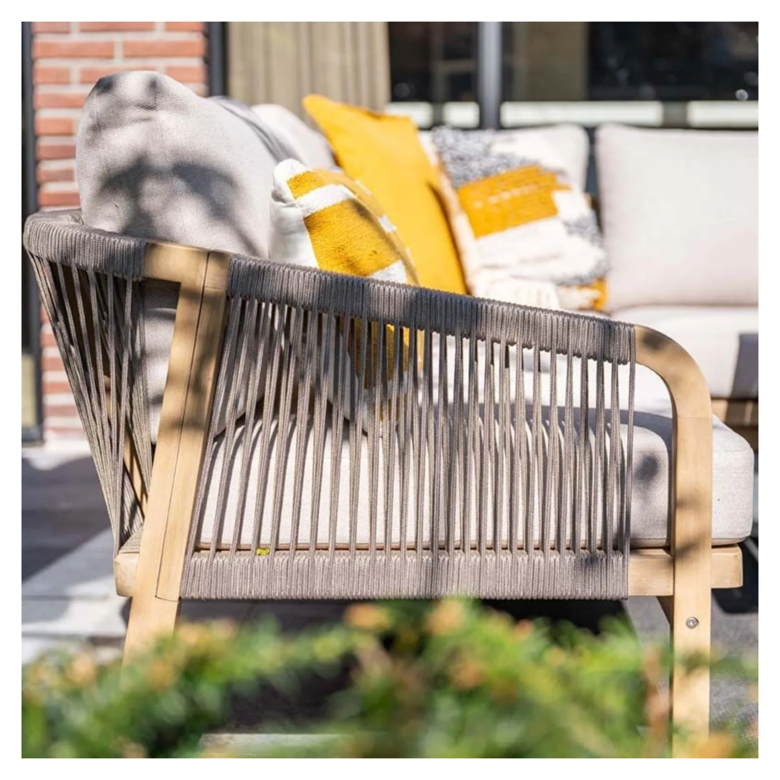 Garden Impressions Santos lounge diningset - 5-delig - rechts acacia white wash - rope taupe - grey sand 4