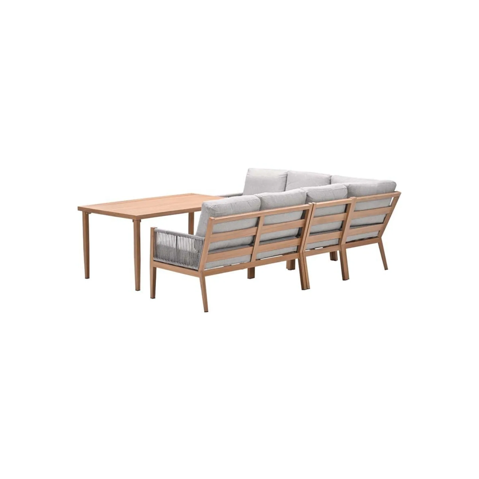 Sardinia lounge diningset 5-delig - Hoekbank - rope zand - teaklook 4