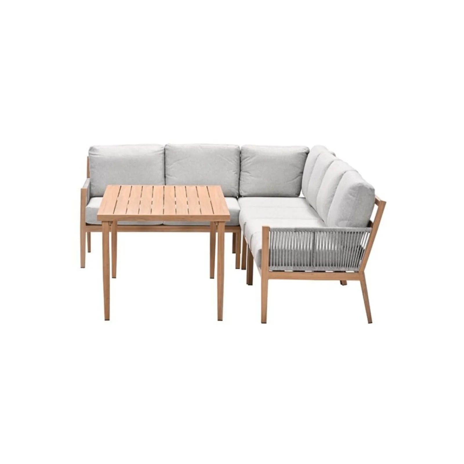 Sardinia lounge diningset 5-delig - Hoekbank - rope zand - teaklook 3