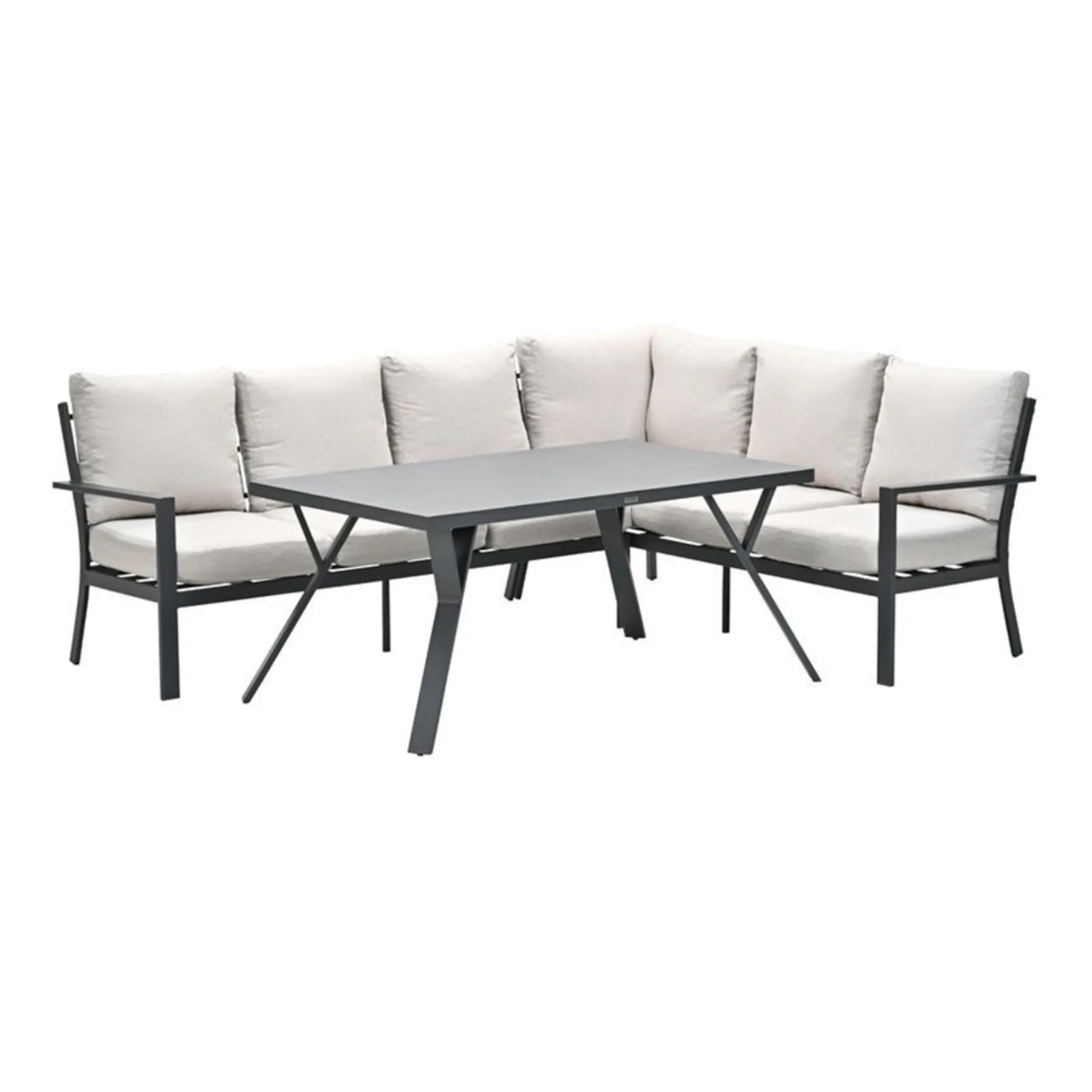Sergio lounge diningset - 3-delig - rechts - carbon black - desert sand