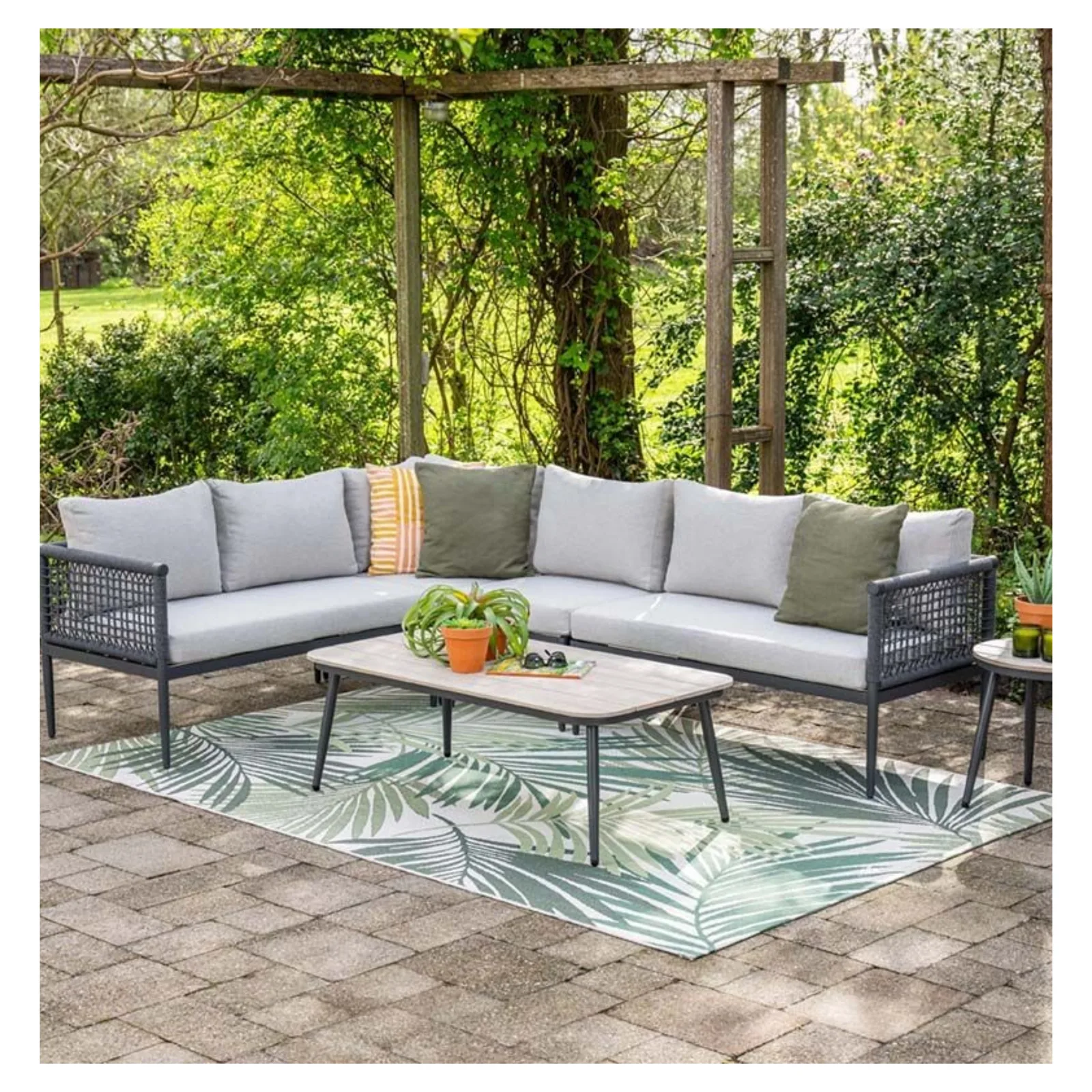 Garden Impressions Teramon salon de jardin 6 places avec corde gris foncé