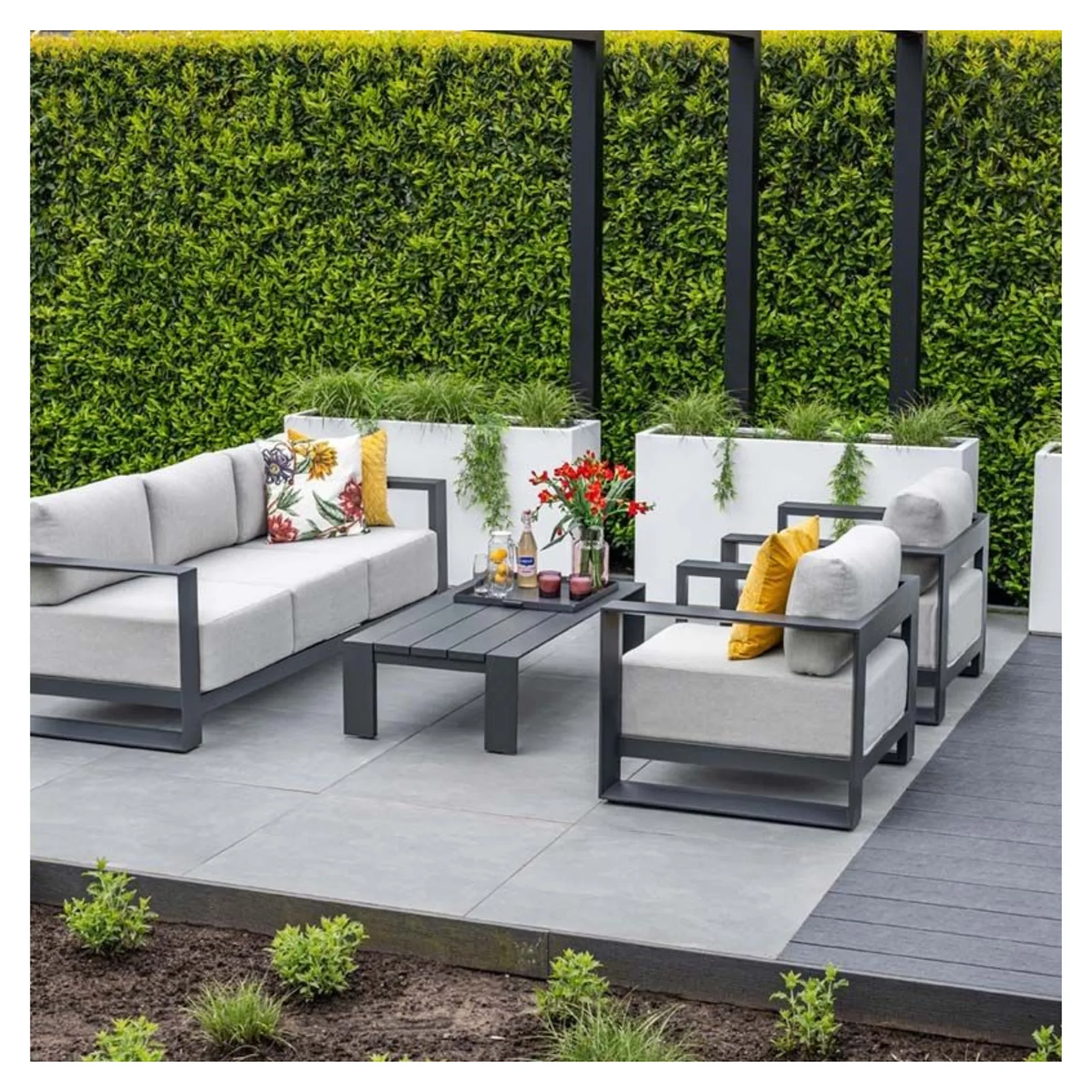 Garden impressions Levanto lounge stoel - Carbon black/valley sand 6