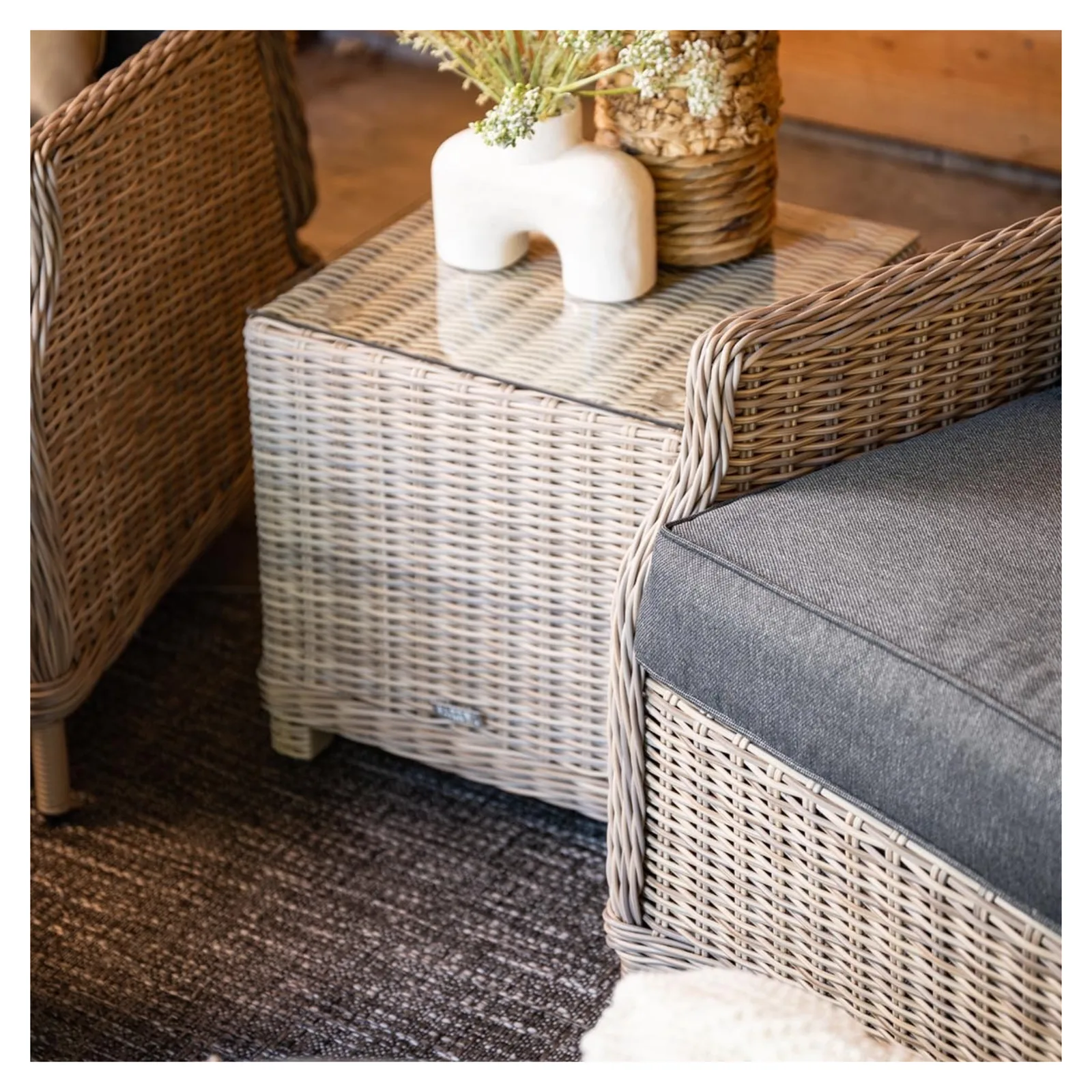 Veracruz verstelbare loungestoel wicker inclusief voetenbank - vintage willow 6