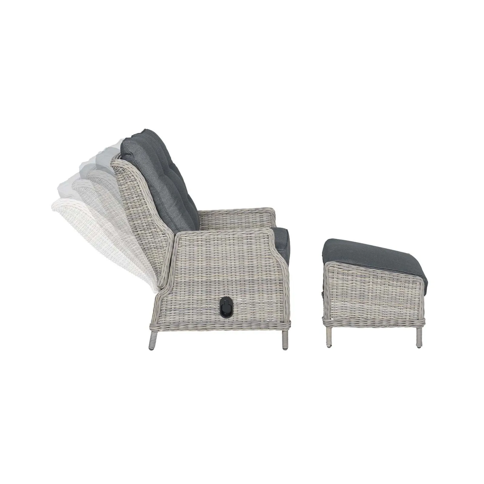 Veracruz verstelbare loungestoel wicker inclusief voetenbank - vintage willow 5