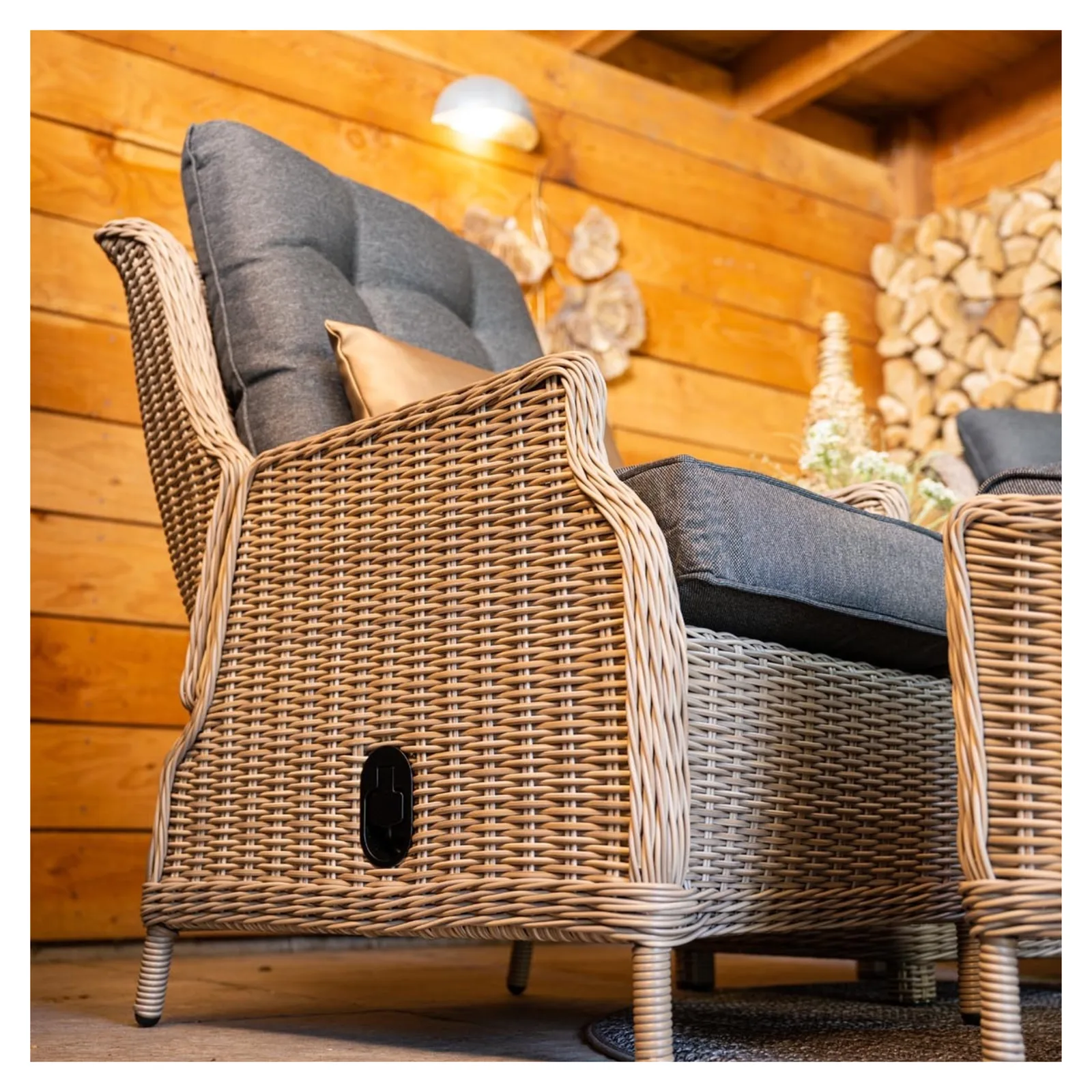 Veracruz verstelbare loungestoel wicker inclusief voetenbank - vintage willow 8