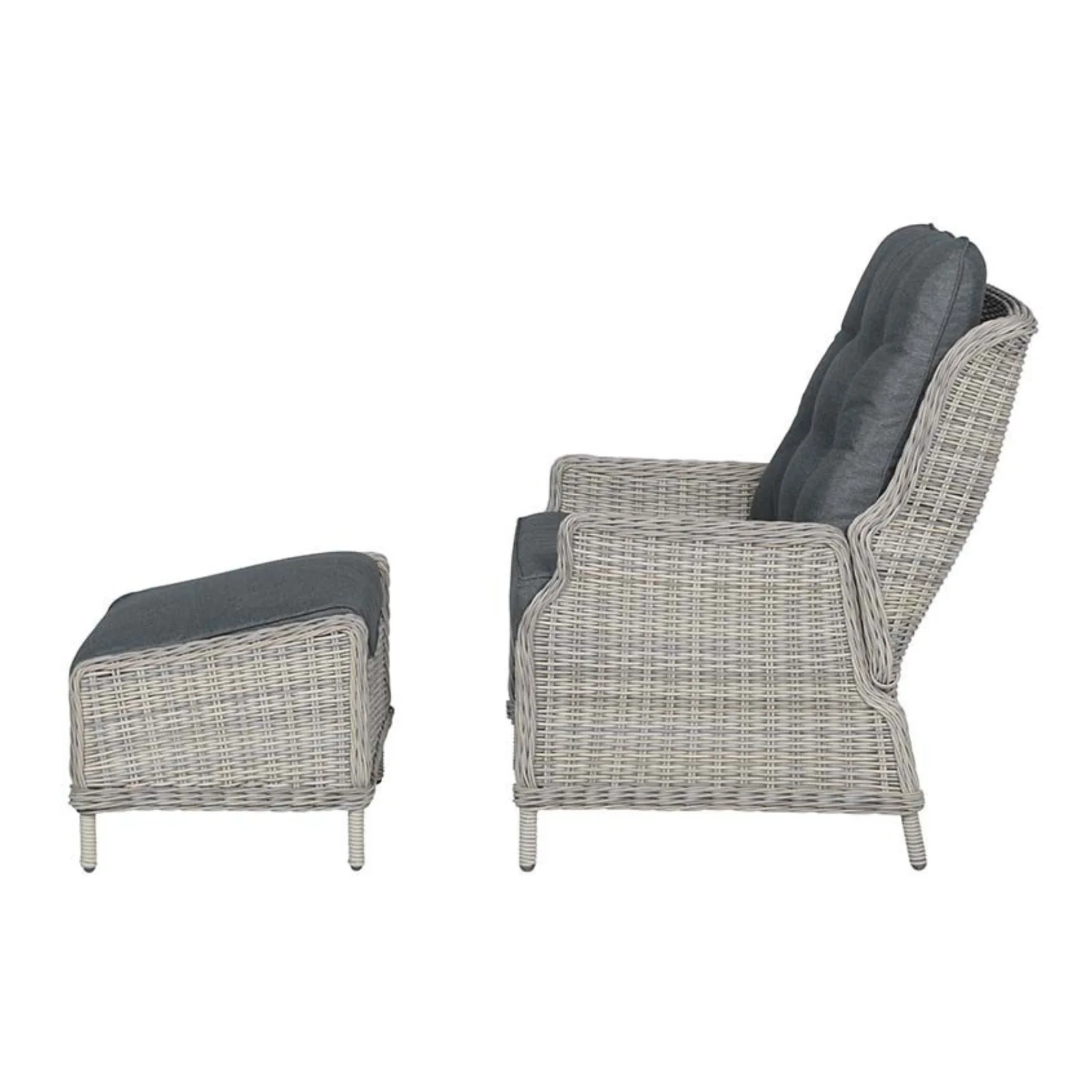 Veracruz verstelbare loungestoel wicker inclusief voetenbank - vintage willow 3