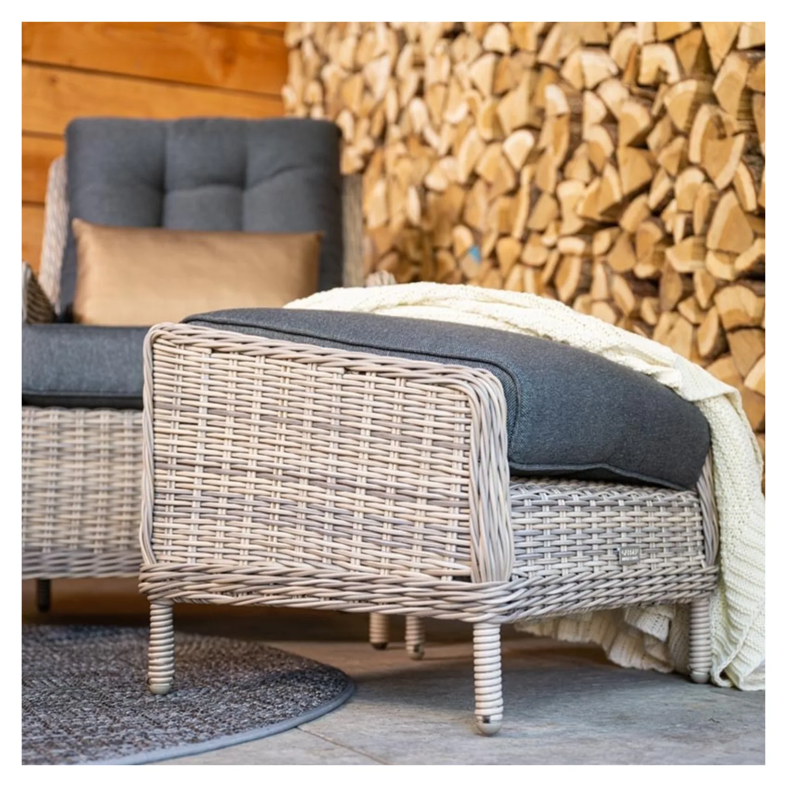 Veracruz verstelbare loungestoel wicker inclusief voetenbank - vintage willow 7