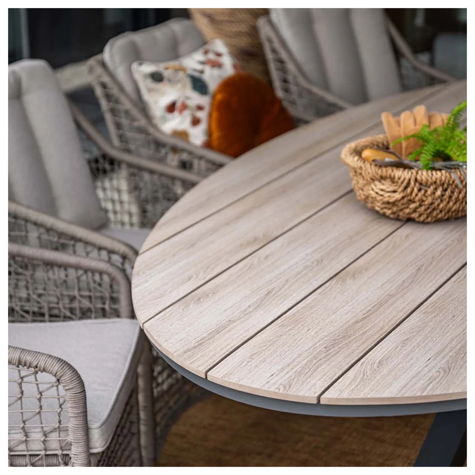 Edison tuintafel - ovaal - 280x140 cm - carbon black - light teak Vironwood 7