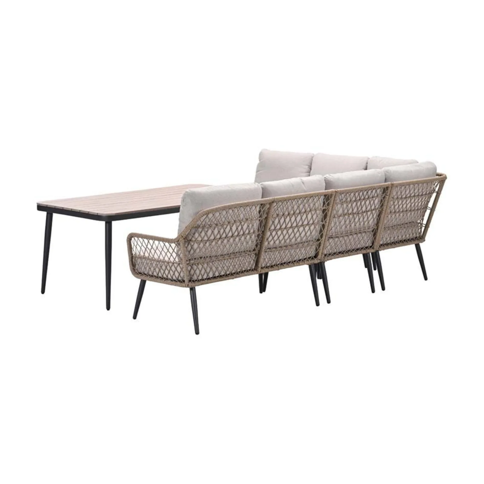 Allasio lounge-dining hoekset - 5-delig - carbon black rope natural PE - desert sand - Vironwood 6