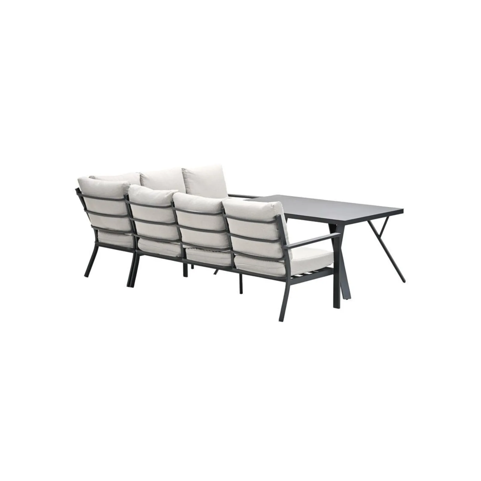 Sergio lounge diningset - 3-delig - rechts - carbon black - desert sand 2